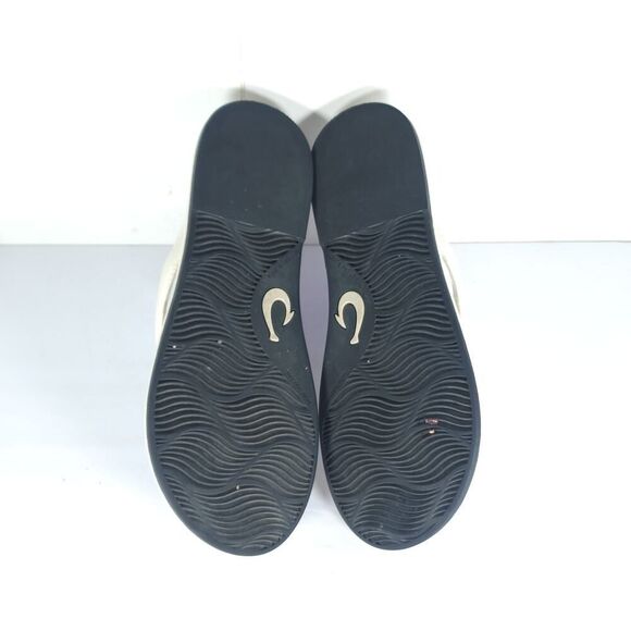 OLUKAI Women's Tiare US7 White Leather Slip-On Flat Flip Flops Thong Sandals - Picture 9 of 16